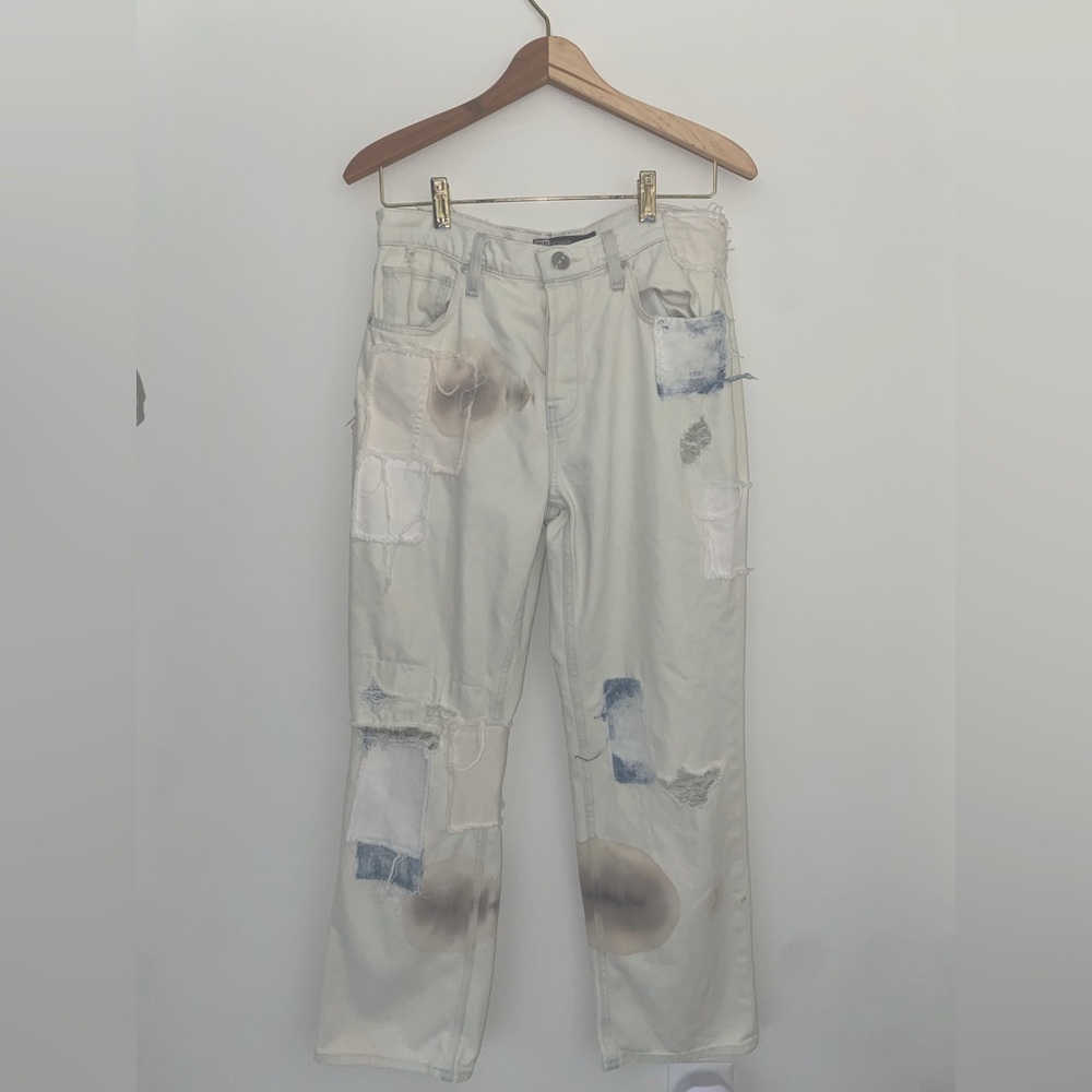Hudson Los Angeles Thalia (1/1) Patchwork Jeans with Dip Dye, size 25, new